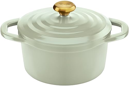 Чугунная кастрюля T-fal Castline Air Cocotte, цвет шалфейно-зеленый, 24 см, с двумя ручками для приготовления без воды. Легкий и простой в использовании, совместим с индукционными плитами (чугун)
