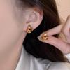 Fashion Brushed Zircon Metal Gourd Earrings for Women Girls Elegant Imitation Pearl Stud Earrings Wedding Jewelry Accessories