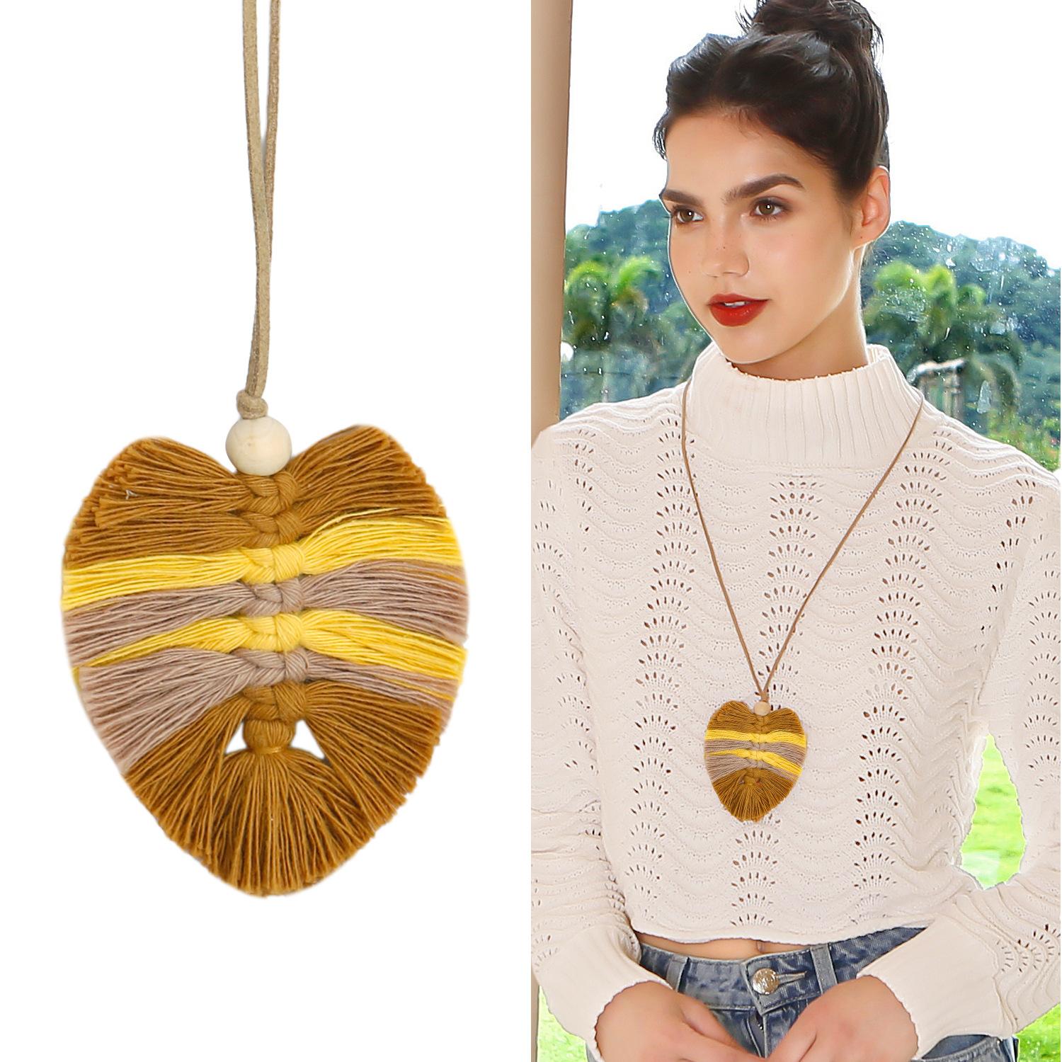 

Богемное ретро ожерелье с пасторальными листьями и кисточкой на День Благодарения, осеннее и зимнее креативное ожерелье Feng