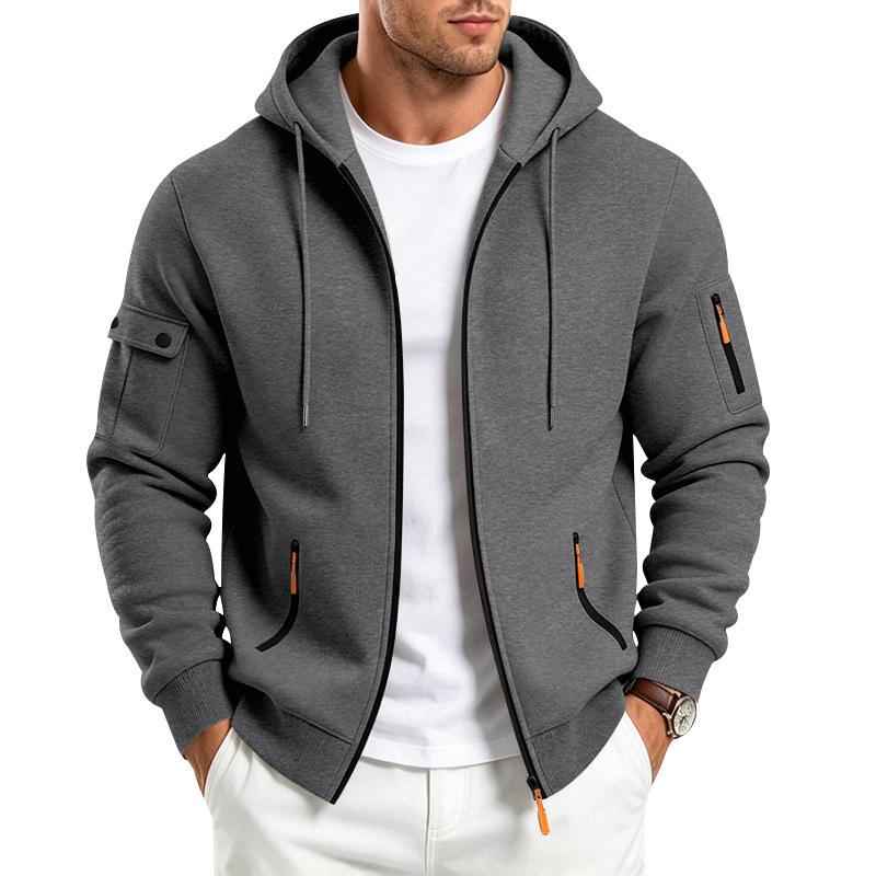 Men S Loose Fitting Hooded Zip Up Fleece Sweatshirt