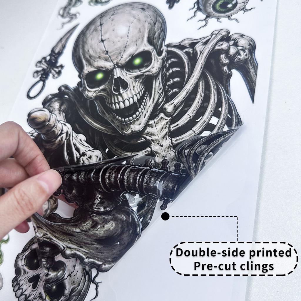 Halloween Stickers Skull Glass Stickers Halloween Party Supplies Horror Vibe Static Stickers