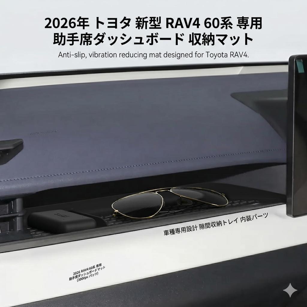 2026 Toyota New RAV4 60 Series Dedicated Passenger Side Dashboard Washable Storage Gap Storage Interior Parts Accessory Tray, Dustproof, Mat,