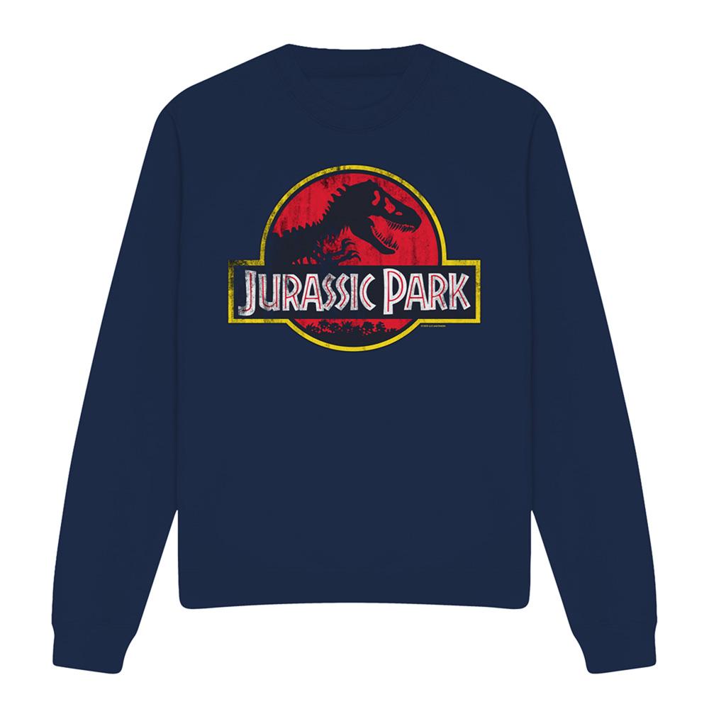 Jurassic Park Unisex Adult Distressed Logo Sweatshirt