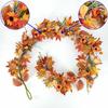 Autumn Leaves Garland 5.9ft Artificial Home Decor Pumpkin Leaves Fall Garland Outdoor Decor For Party Fireplace Front Door Patio