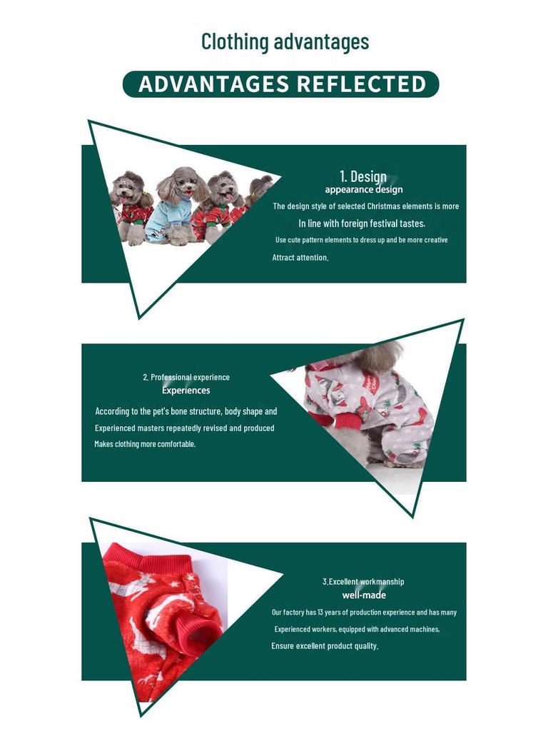 Christmas Four-Legged Elastic Plush Suit for Small Dogs with Ankle Cuffs