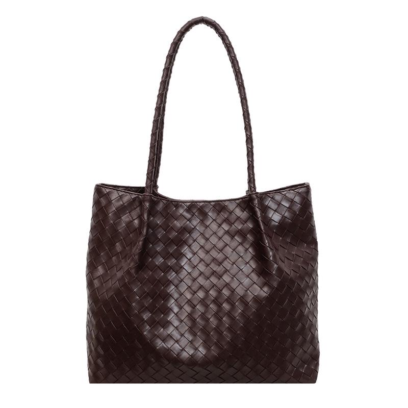 2026 Summer Solid Color Woven Texture Stylish Commuter Tote Bag