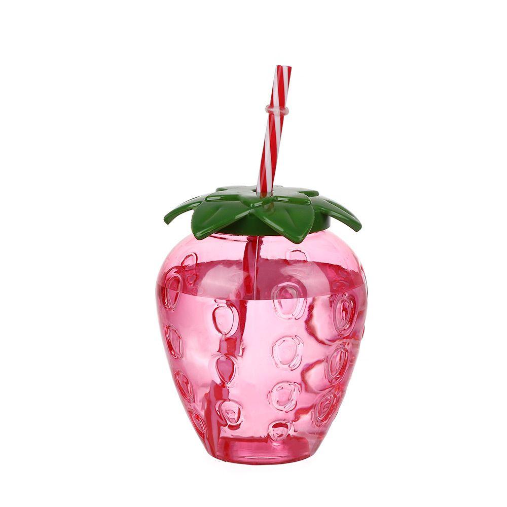 Summer 500ml Tea Milk Coffee Drinking Water Bottle Strawberry Straw Cup Cartoon Drinkware With Lid