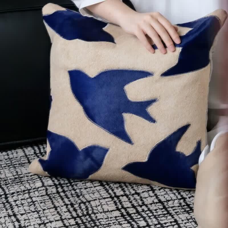 Rinoart French Style Genuine Cowhide Throw Pillow