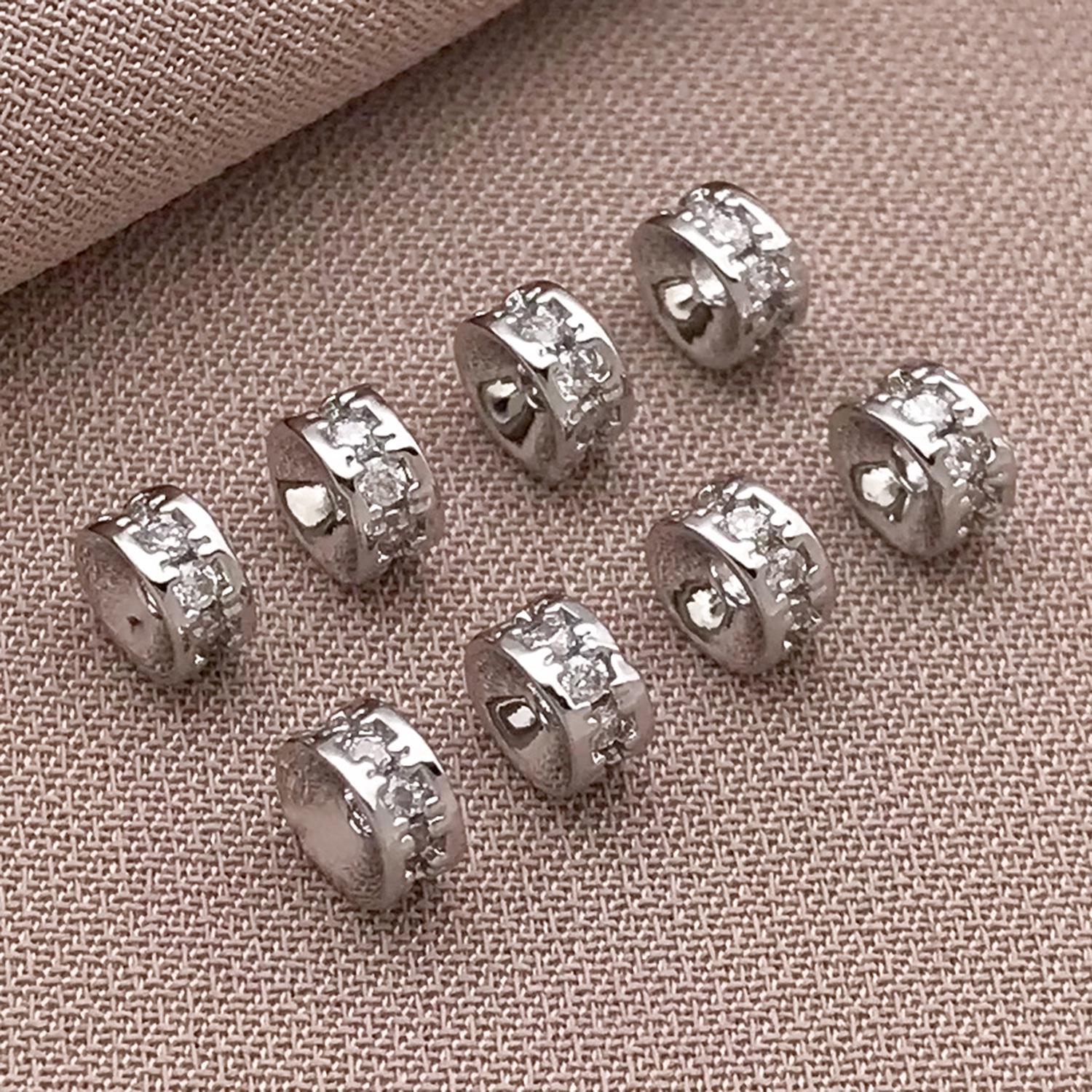 

18k Gold-Filled Zircon Micro-Paved Beaded Wheel Spacer DIY Bracelet Accessories