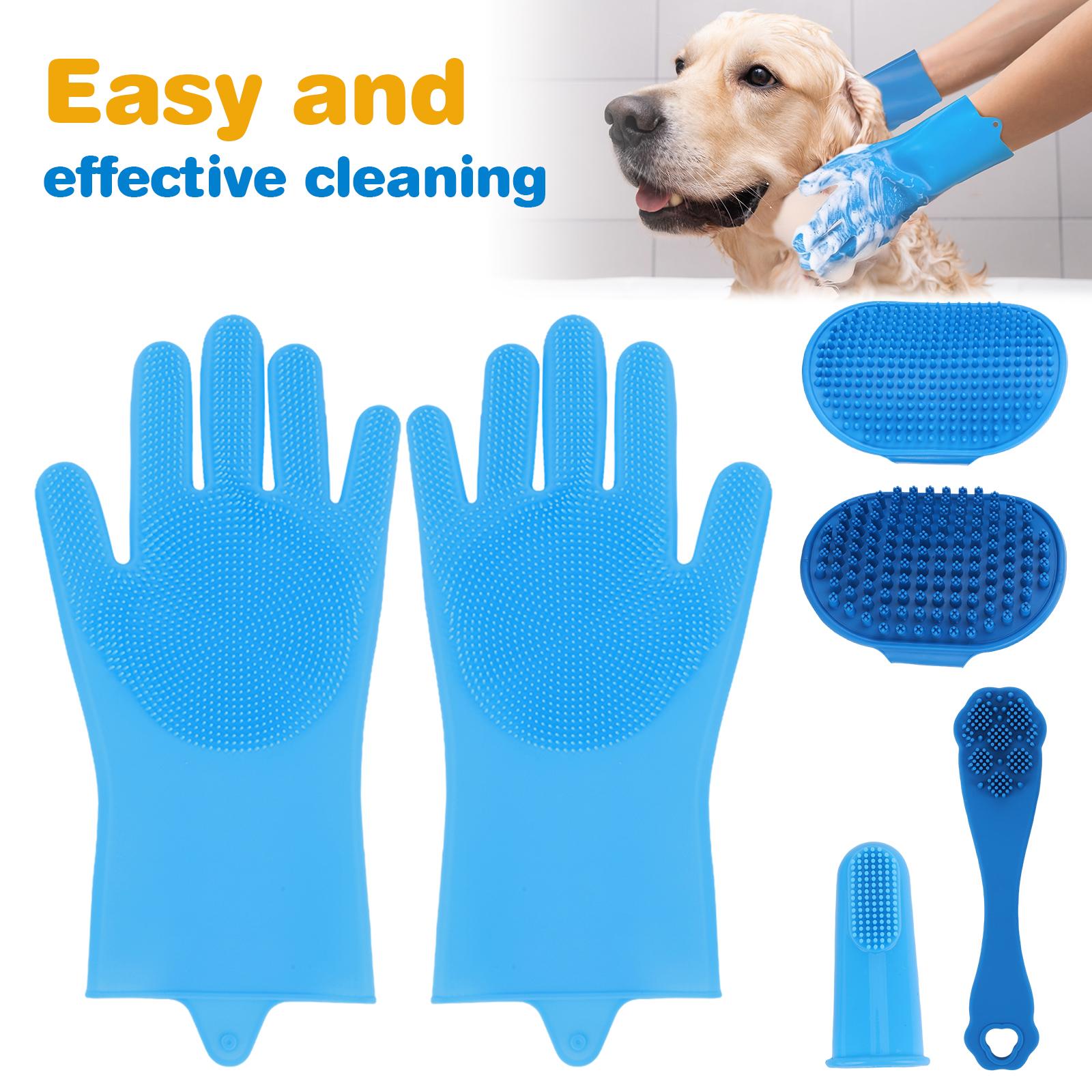 6PCS Pet Grooming Kit Silicone Dog Bath Brush Dog Toothbrush Finger Dog Shampoo Brush Pet Grooming Gloves Dog Cat Bath Supplies China Mainland