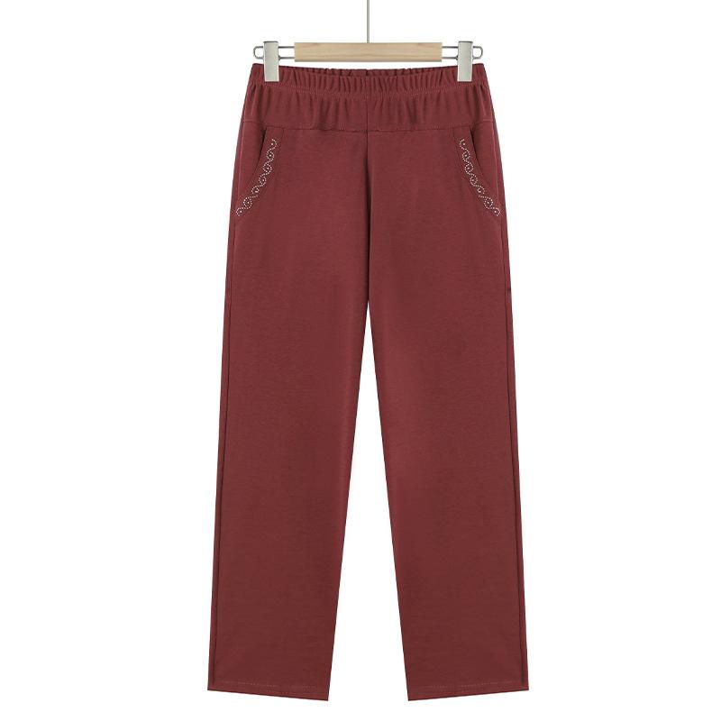 Women's Thin Plus Size High Waist Pants Middle Aged Female Loose Casual Trousers