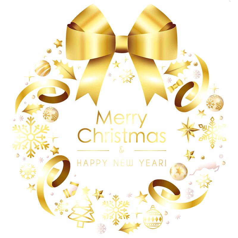 Window Display: Merry Christmas Snowflake Stickers Christmas Decorations Golden Christmas Wreath Electrostatic Stickers