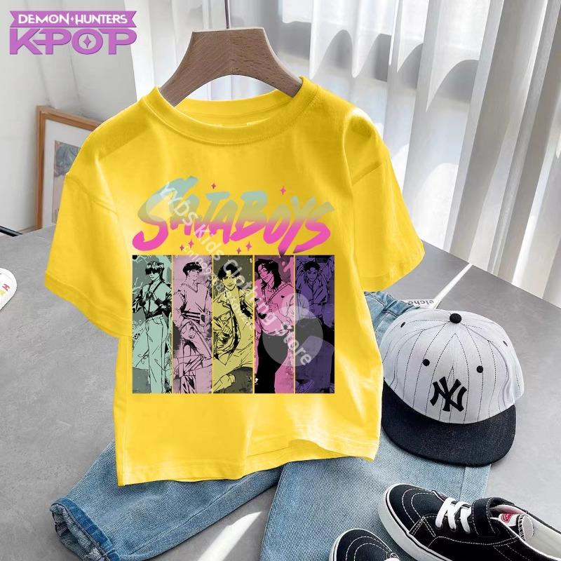 Cute Cartoon Saja Boys T-shirts Boys Girls Short Sleeve T-shirt Tops Anime Kpop Demon Hunters T Shirt Gifts Children's Clothing