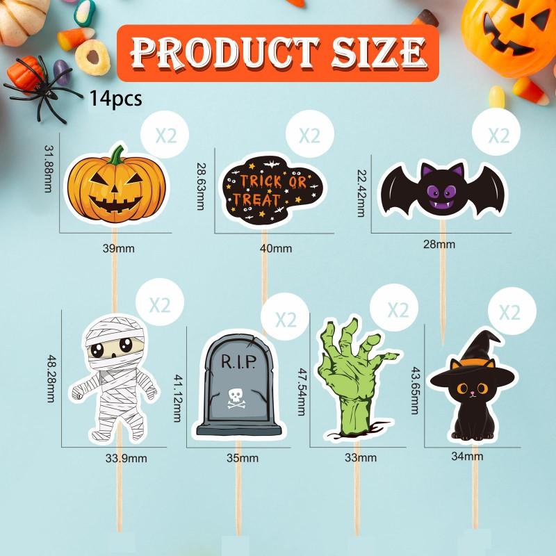 Halloween Pumpkin Party Decorations Ghost Theme Cake Toppers Paper Set Dessert Table Decoration