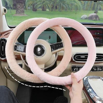 Plush Warm Imitation Rabbit Hair Car Steering Wheel Cover Non-Slip Winter Handle Cover Car Interior Supplies