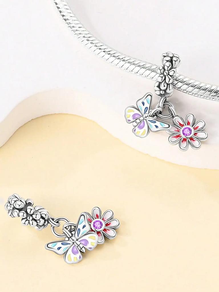 Charm Beautiful Plata Colorful Butterflies Bead For Charm Originales Bracelets Bead Jewelry Crafting WomenS Gifts