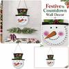 Christmas Countdown Calendar Metal Wall Hanging Snowman and Santa Design for Indoor Outdoor Holiday Decoration Long Nose Style