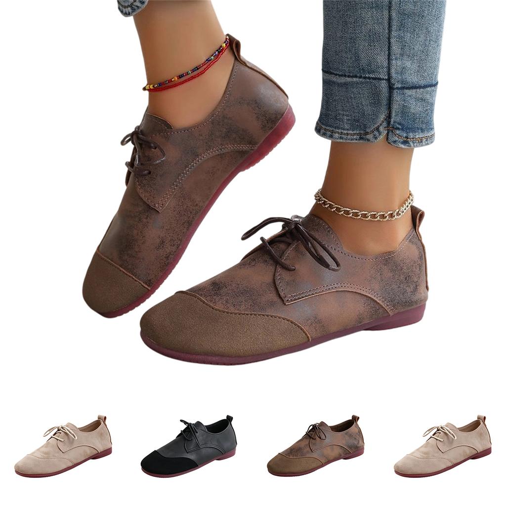 Women's Fashion Plus Size Lace-Up Round Toe Casual Shoes for Everyday Wear