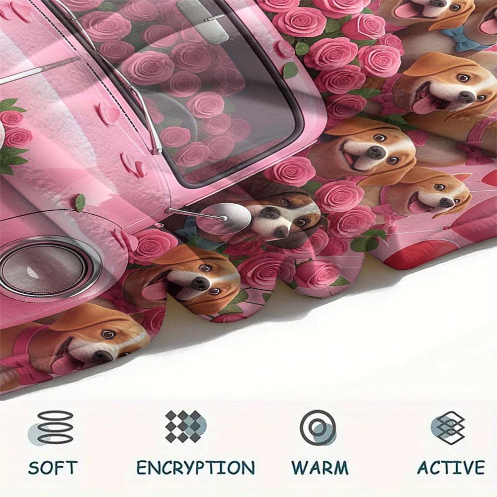 1Pc Pickup Truck Animal Print Flannel Blanket, High Quality Comfortable for All Seasons, Home Decor, Warmth and Comfort, Perfect for Christmas Gifts