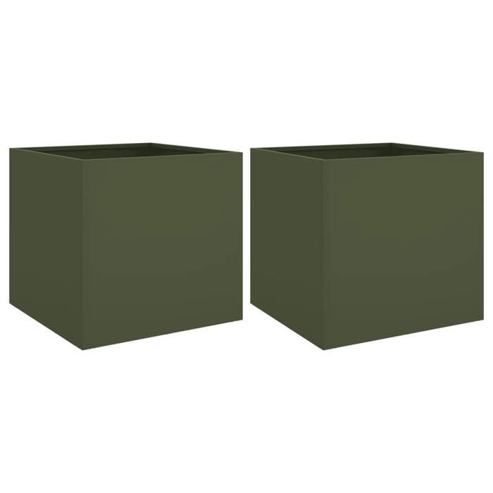 VidaXL Planters 2 Pcs, Flower Boxes, Plant Pots, Flower Boxes, Raised Garden Terrace Planters, Green 841554