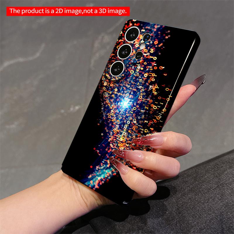 2DFlat Samsung Phone Case Binary Data Flow Digital Art Phone Case Applicable To Galaxy S22 S23 S24 S25ULTRA S26 A12 A13 A14 A15 A16