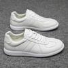 Men'S Full Genuine Top Layer Cowhide White Skate Shoes, Korean Fashion Trendy German Trainers, Versatile All-Leather Casual Daily Sneakers