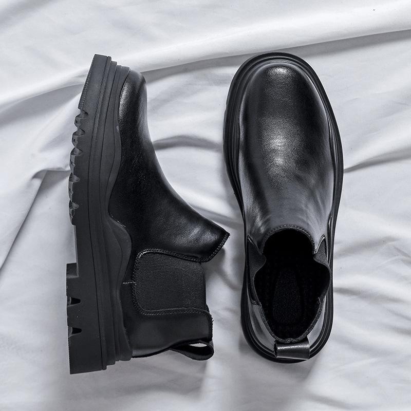 Autumn Muffin Platform Chelsea Short Boots Men'S Fashion Boots British Velvet Martin Boots 3111-R