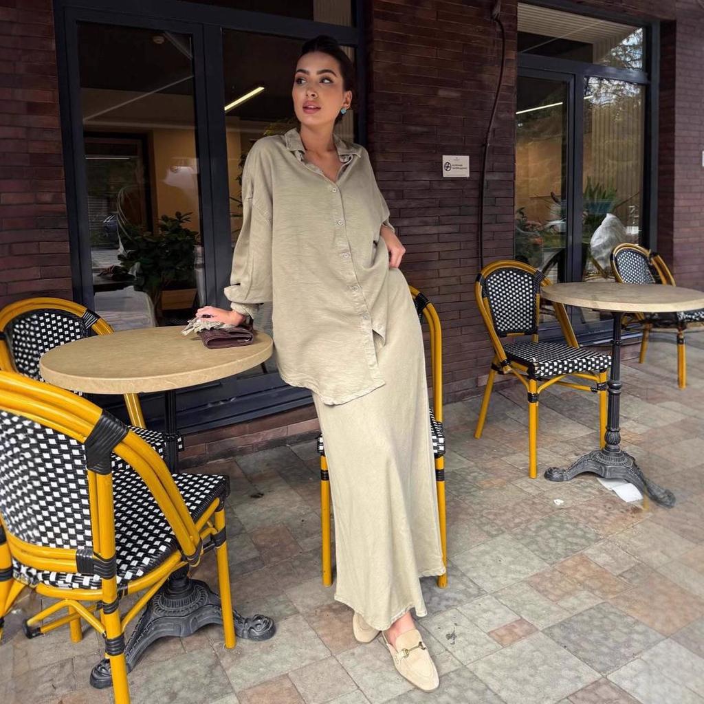 European & American Women's Fall 2025 Denim Shirt Dress with Wide-Leg Belt: Casual & Comfortable