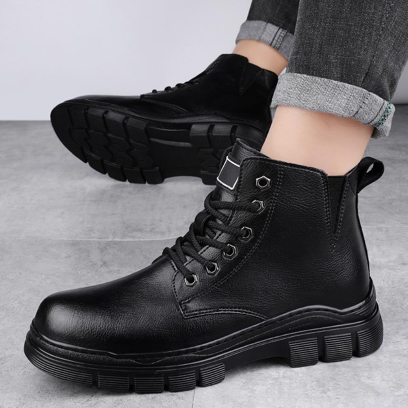 Fashion Outdoor Comfort Chelsea Anti Slip Men Shoes Men's Shoes Genuine Leather High Top Fashion British Boots Men Black Short Boots