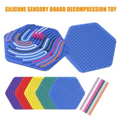 Sensory Activity Board Calming Stress Relief Silicone Strip Fidget Toy Fine Motor Skill Development Kids Adults Educational Hexagon Busy Board Game