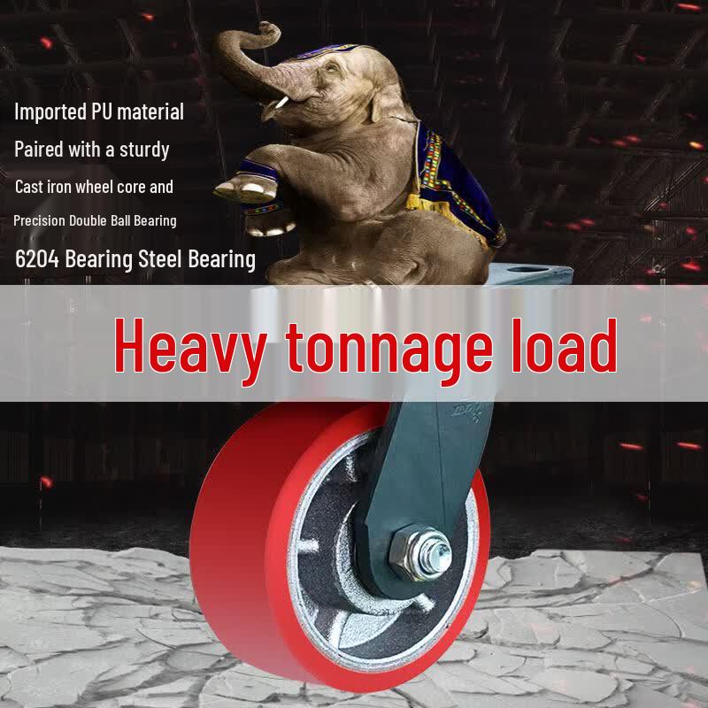 Heavy-Duty 8-inch Cast Iron PU Caster Wheel with Brake