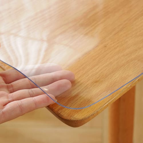 Yueboa Transparent Tablecloth, 75x120cm, 1.5mm Thick PVC Table Mat, Clear Vinyl, Odorless PVC Desk Mat, Table Cover, Shrink-Free, Waterproof, Stain-Re