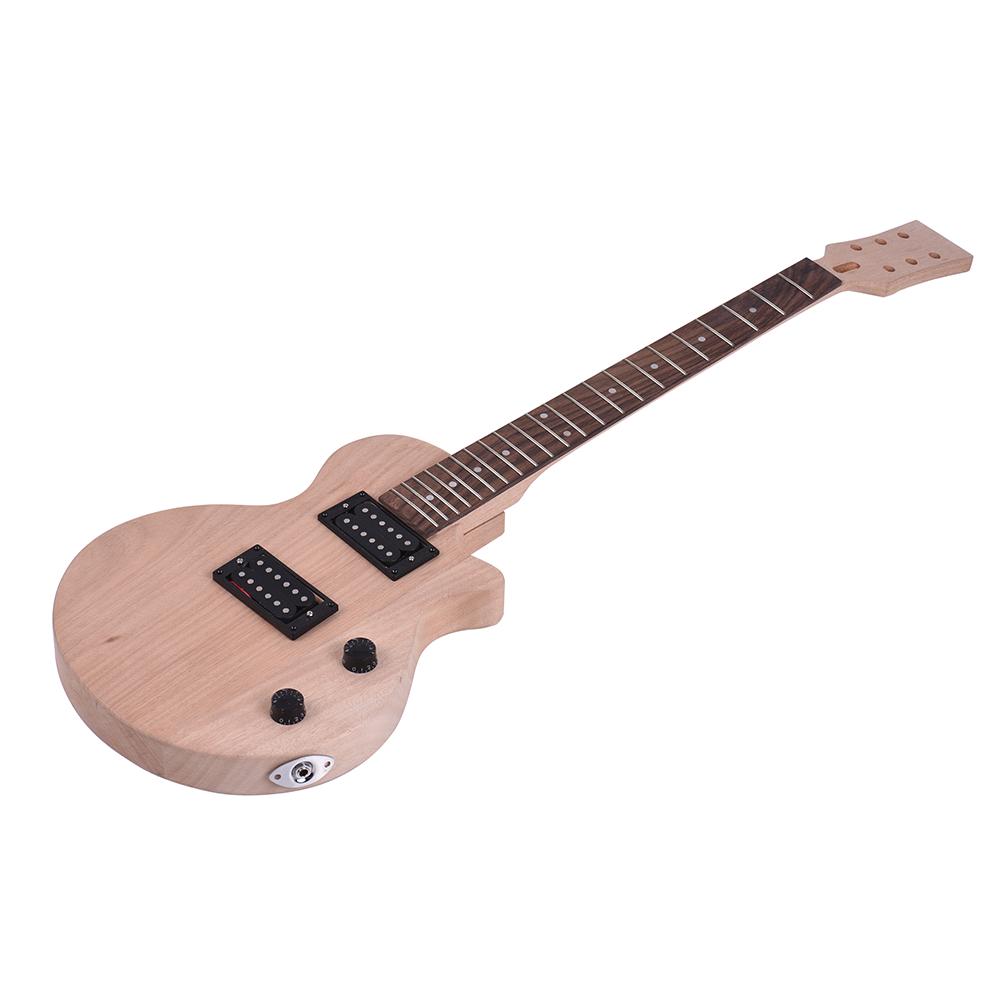 Children LP Style Unfinished DIY Electric Guitar Kit Mahogany Body & Neck Rosewood Fingerboard Double Dual coil Pickups