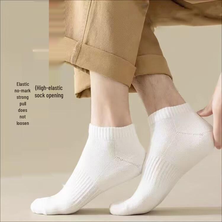 Herren Atmungsaktive Mesh Anti-Geruch Sport Knöchelsocken - Schwarz & Weiß, Sommer Dünner Stil