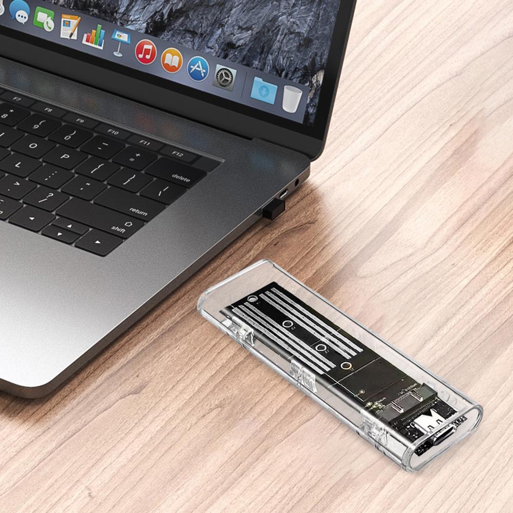 M.2 NGFF SATA Type C USB 3.1 Transparent External SSD Case 10Gbps SSD Enclosure External SSD Adapter for 2230/2242/2260/2280