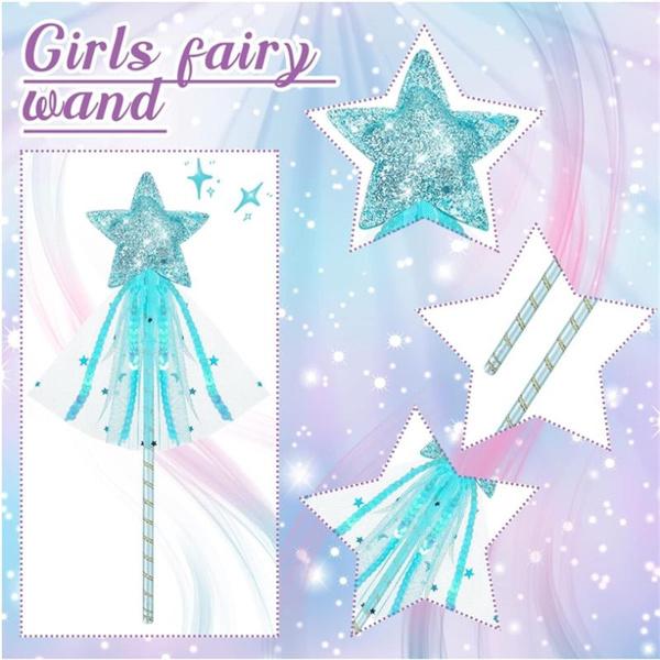 Girls Fairy Wings and Wand Fancy Dress Set Butterfly Wings Fairy Magic Wand Glitter Fairy Dress Up Fancy Accessory Costume for Girls Party Costume