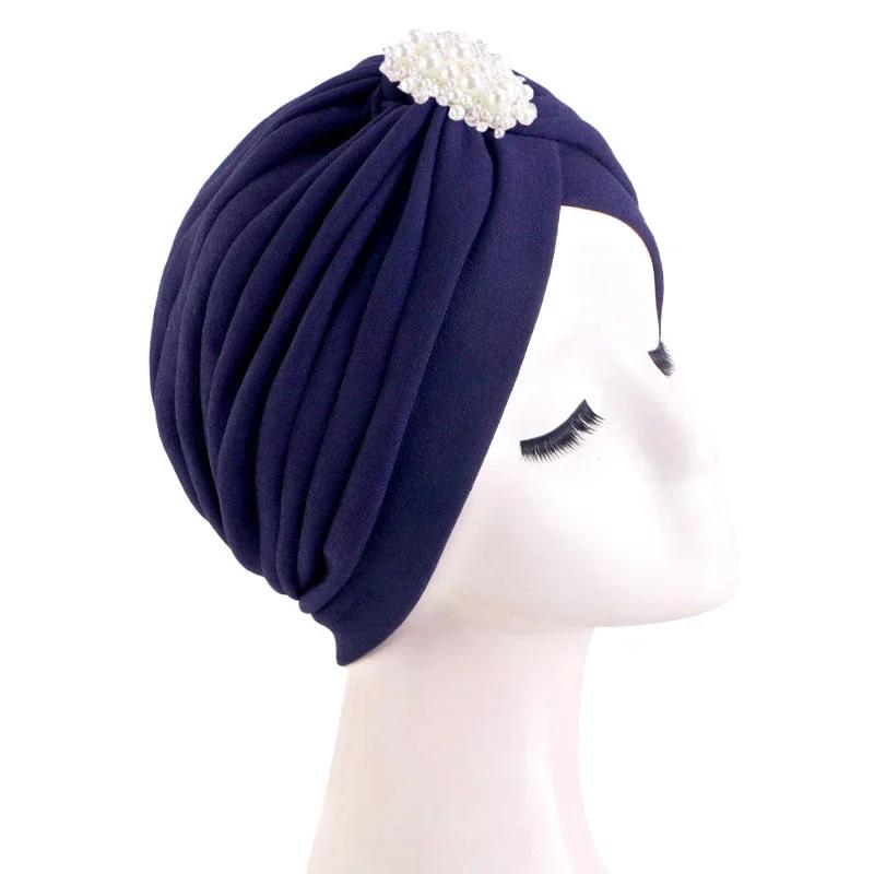 Indian Women Chemo Cap Muslim Diamonds Hijab Pleated Turban Wrap Headscarf Beanies Hair Loss Bonnet Hat Femme Turbante Mujer New