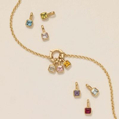 Roestvrij Staal Geboortesteen Ketting Gekleurde Zirkonia Doe-het-zelf Sieraden Vierkante Steen Hanger Sieraden Cadeau