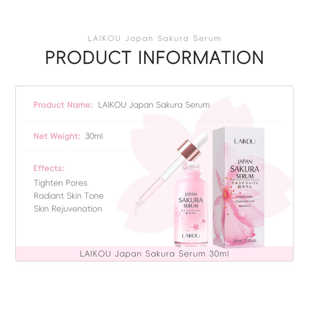 Sakura Whitening Face Serum Fine Lines Tighten Pores Improve Melanin Pigment Dull Moisturizer Brighten Skin Care