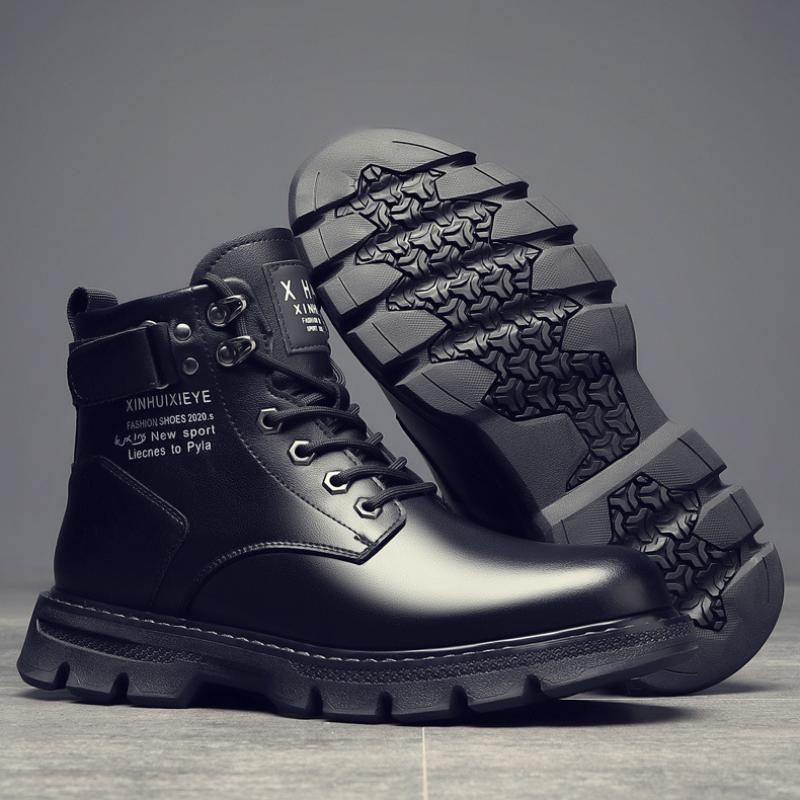 Módní kotníkové pánské motocyklové boty platformové boty mužské outdoorové vysoké pohodlné pracovní boty pánské boty voděodolné boty pro muže