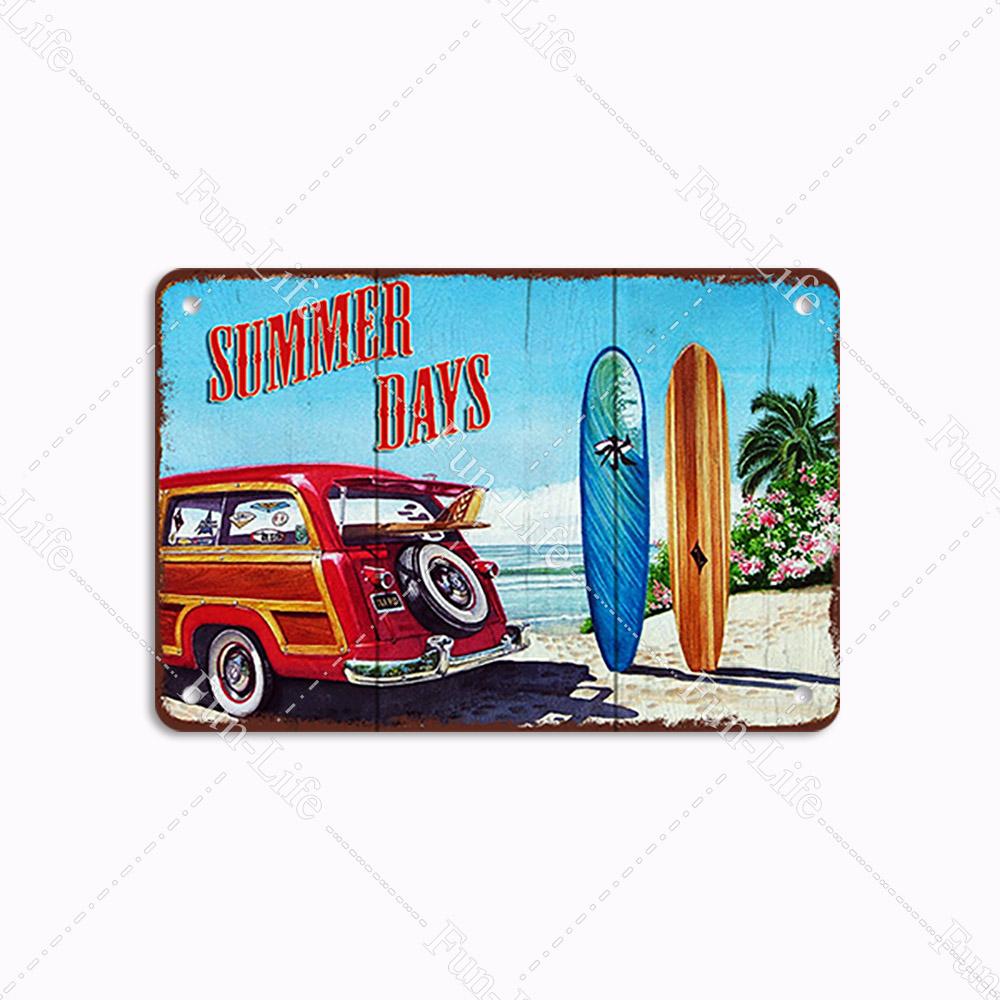 Beach Tin Sign Bar Pub Cafe Shop Wall Surfing Decoration Vintage Metal Art Sticker Poster Home Decor Iron Plate 20x30 cm