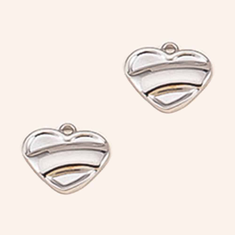 2pcs Stainless Steel Irregular Red Enamel Round Heart Star Design Pendant Necklace Earring Heart Charms Craft Jewelry Findings