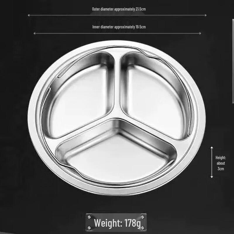 

Kids 3-Compartment Stainless Steel Plate