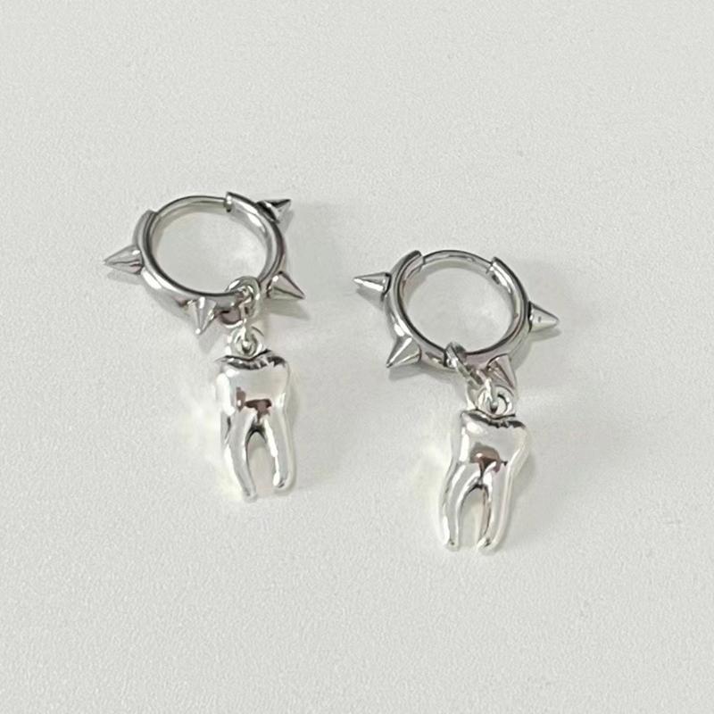 Tooth Dangle Earrings Hoop Earrings Ear Buckles Ear Jewelry Alloy Material Tooth Shaped Drop Earrings for Teens Adults