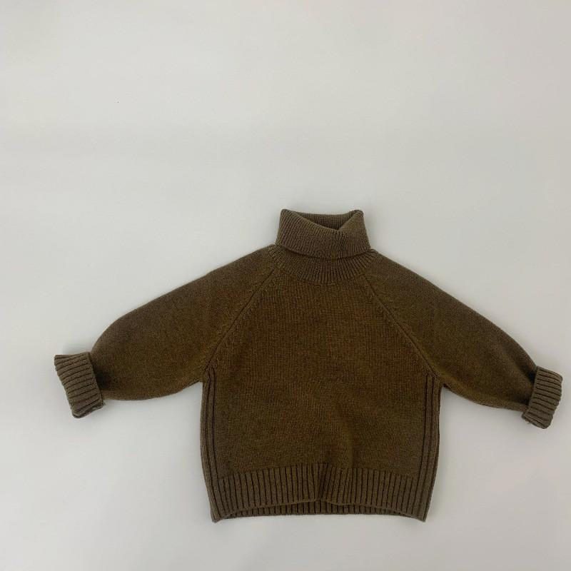 Kids Thick Knit Turtleneck Sweater Solid Color Pullover Boys Girls 3-8 Years