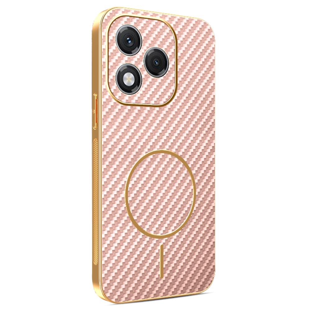 For Honor 400 Lite 5G Phone Case Carbon Fiber Textured Electroplated TPU Back Cover