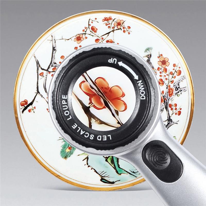 

ABUL-Precision 30X Magnifying Glass With LED Lights, Scale For Jewelry, Rechargeable Handheld Design With 4 Light Modes