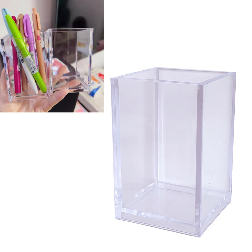 Akrylový držiak na ceruzky, pohár, priehľadný, číry, úložný box na štetce na make-up, stolové písacie potreby