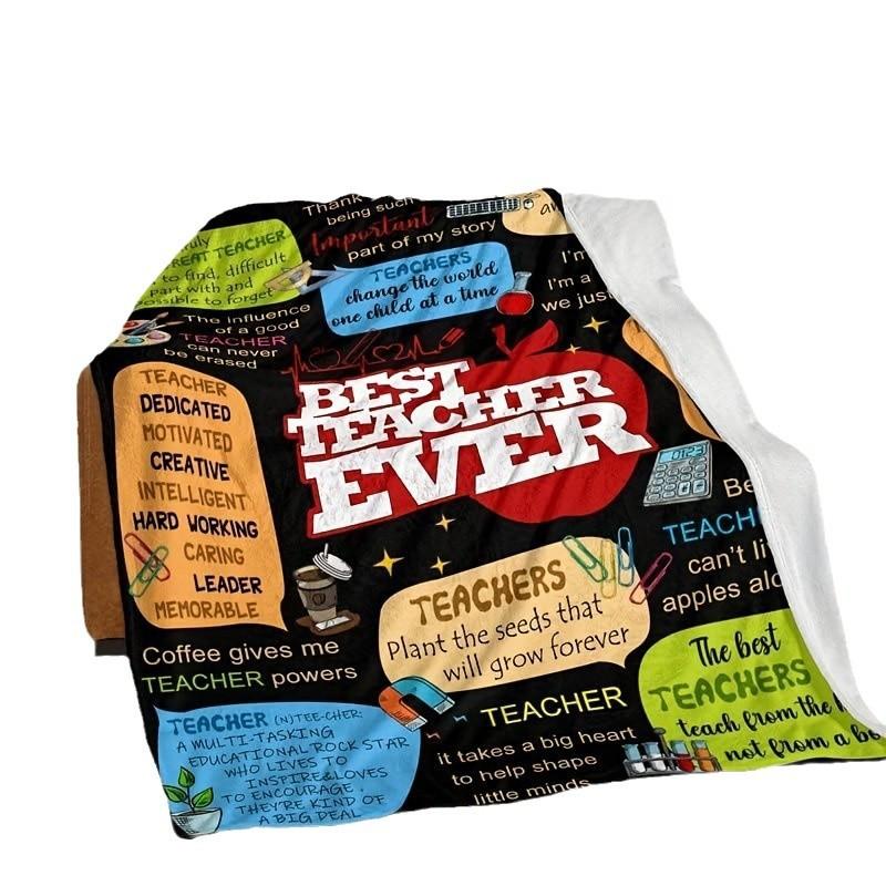 Thank You Teacher Gift Blanket Decorative Flannel Blanket Teachers' Day Graduation Retirement Birthday Blanket