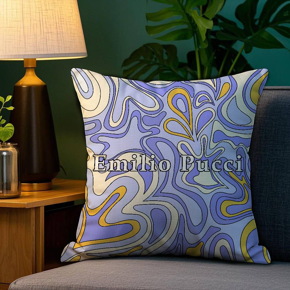 Fashion EEEEmilio logo PPucci Pillow Case Plush Fabric Soft Double Sided Print Sofa Cushion Cover Throw Pillow Covers